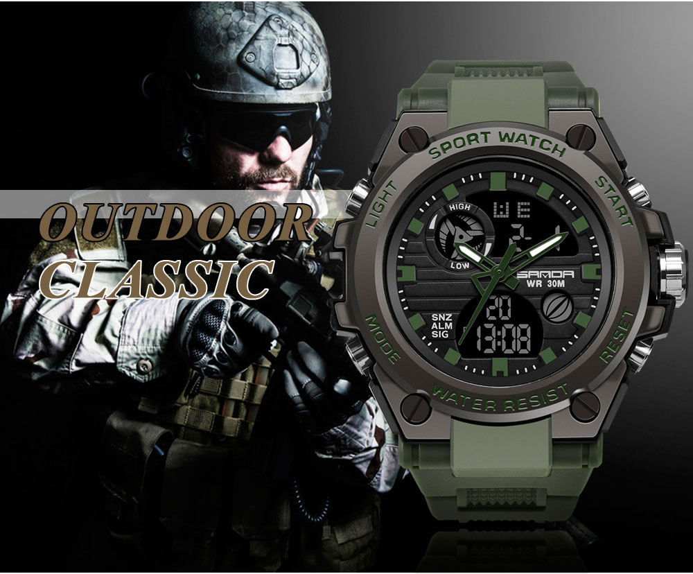 Sanda 739 Hot Sale LED Digital Watch Men Watches Dual Display Sport Military Wristwatches Silicone Strap Relogio Masculino