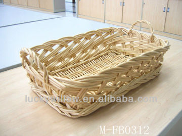 Rectangle wicker sushi plate & wicker bread basket with handle