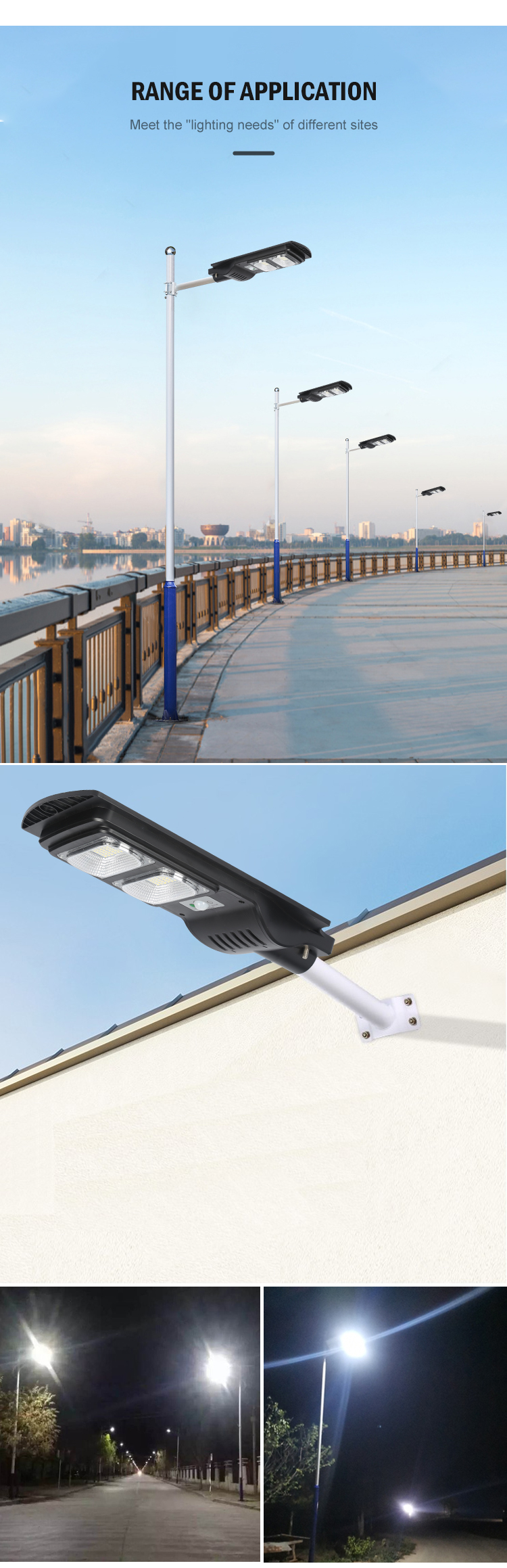 OKELI IP66 outdoor integrated all in one motion sensor 30 60 90 watt solar led streetlight price