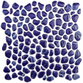 Blue Glass Mosaic Pebble Art Tile Round Mosaico