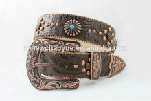 New Hot Seller Western Turquoise Concho Rhinestone Leather Belt