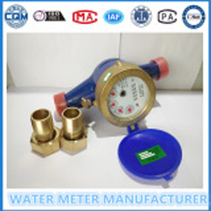 Household water meter complete and connector