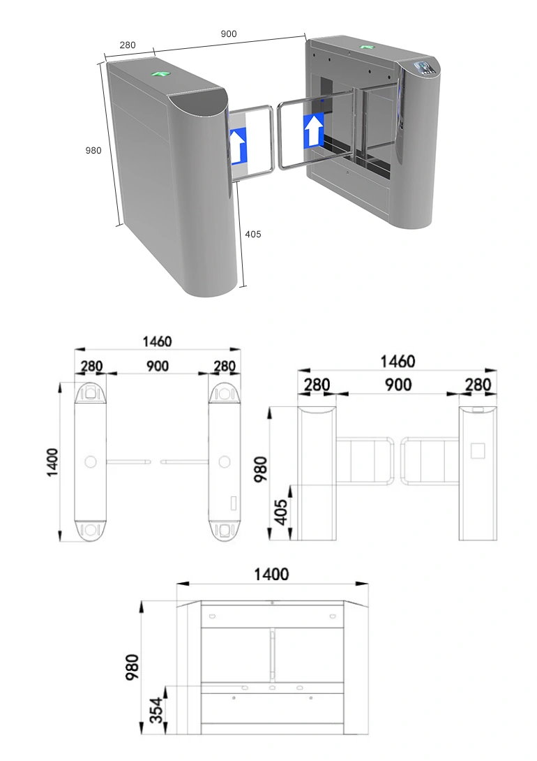 304 Stainless Steel Factory Swing Turnstile with Barcode Reader