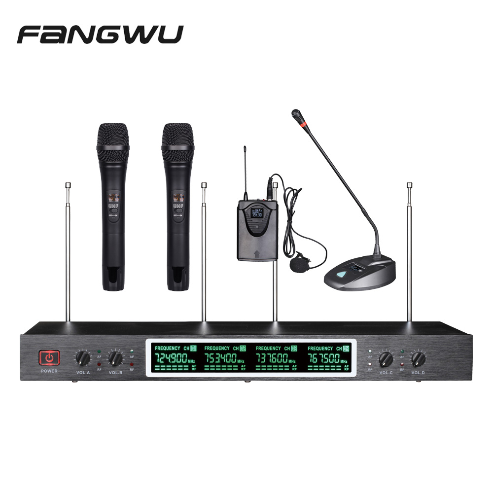 Chinese Good Quality 4 Channels Handheld Mic Wireless Microphones