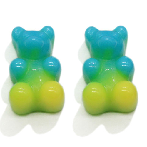 Venta caliente Gummy Bear Resina Cabochon Gradient Rampa Color Flatback Animal Charms para llavero Drop Earring Making