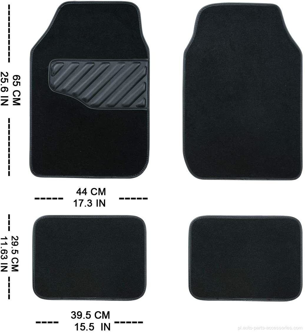 Mata podłogowa czarnego dywanu z podkładką na pięcie kierowcy