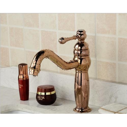 Water Control Gold Color Brass Basin Faucet