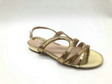 ladies multi stripe with metal heel sandal