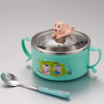 Stainless Steel Multicolor Food Container Double Hnadle