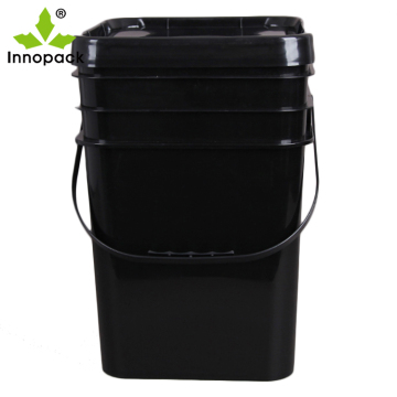 black large 8 gallon square plastic bucket