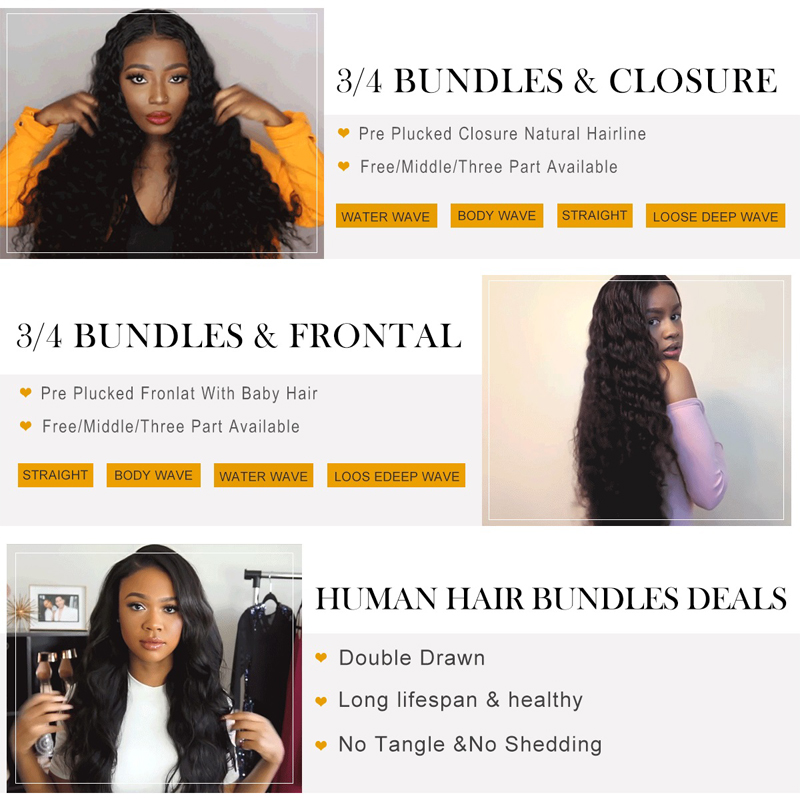 Loose Peruvian Hair Bundles with Closure Human Remy Hair loose deep wae peruvian human hair bundle with closure