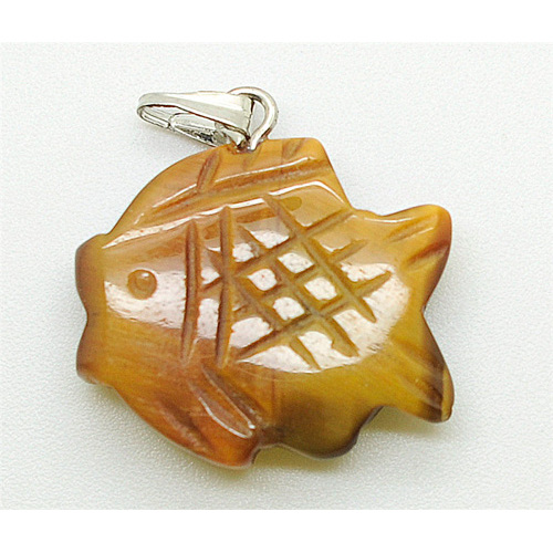 fish Shape Yellow Tiger eye pendant