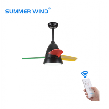 Small design colorful blade ceiling fan light