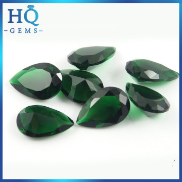 Green pear normal facted cut glass gems