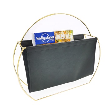 Leather Metal Magazine Holder Rack