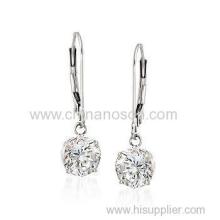 Cz Dangle Earrings In 14k White Gold?