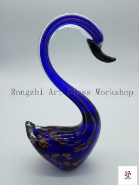 Blue Elegant Swan Glass Sculpture