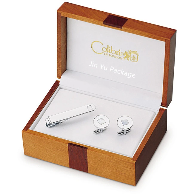 Luxury Solid Wooden Jewelry Cufflinks Packaging Display Boxes with Paint