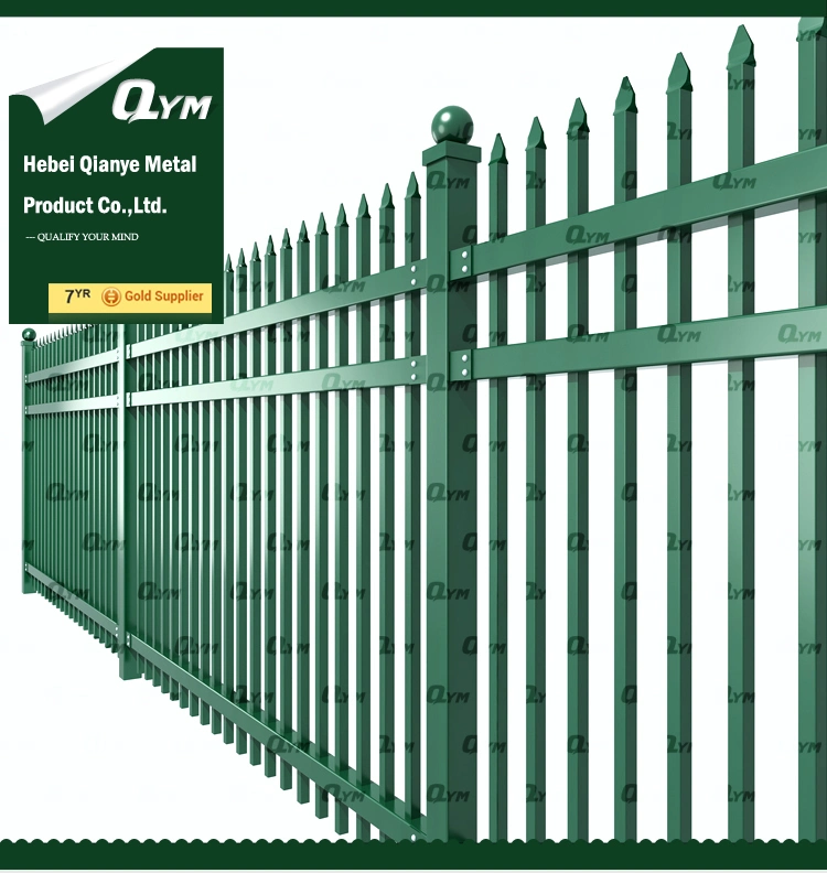 Welded Spear Top Steel Fence Spaced Picket Fence