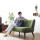 Japanische Holzbeine Loveseat Leinen Armless Sofa