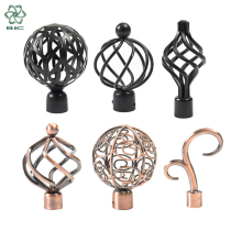 Elegant Adjustable Wrought Iron Curtain Rod Finials and Pole