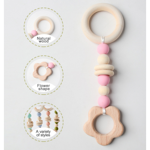 Giocattoli per la dentizione per bambini in legno naturale anello teether