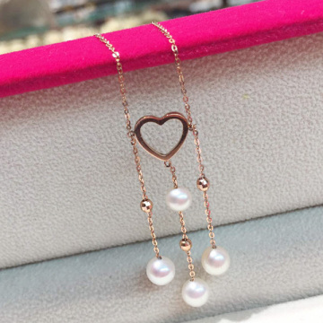 Gold Heart Pendant Jewelry Tassel Pearl Wedding Necklaces