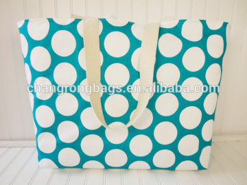 Extra Large Waterproof Polka Dot and Turquoise Beach Tote Bag