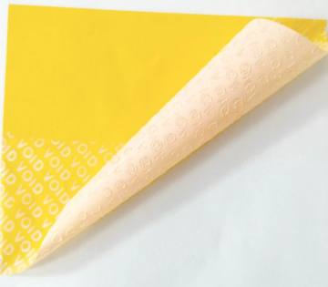 high strong adhesive VOID label material orange