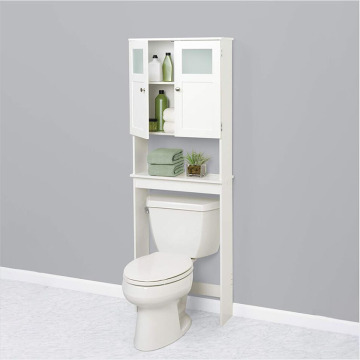 Wooden Toilet Cabinet Shelf White With Doors