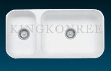 High Grossy Square Solid Surface Kitchen Sinks Double Sink