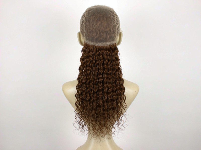 Medium Brown Long Straight Wig 100% Human Hair