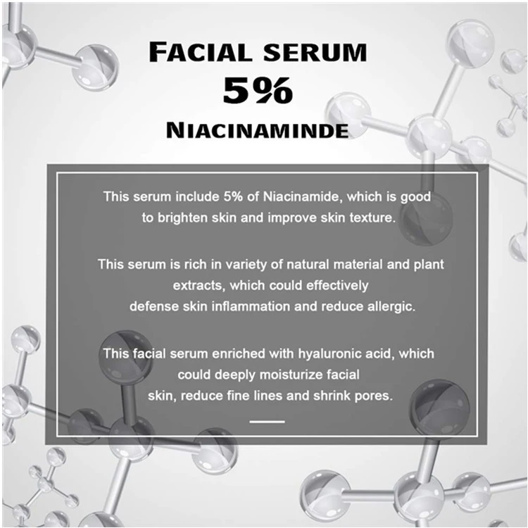 100% Natural Organic Brightening Skin Facial Serum with 5% Niacinamide