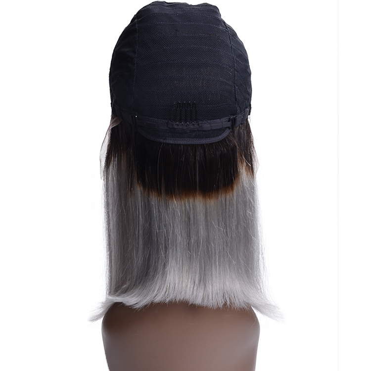 New Arrival Raw Indian Hair Bob Wigs Ombre 1B/Grey Human Hair  Wig Short Straight Lace Front Wig For Black Women
