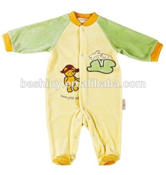 230g velvet 2color splicing printed baby clothes baby romper