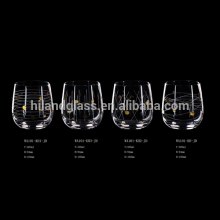 2016 new designed hand blown etched flower whisky glass