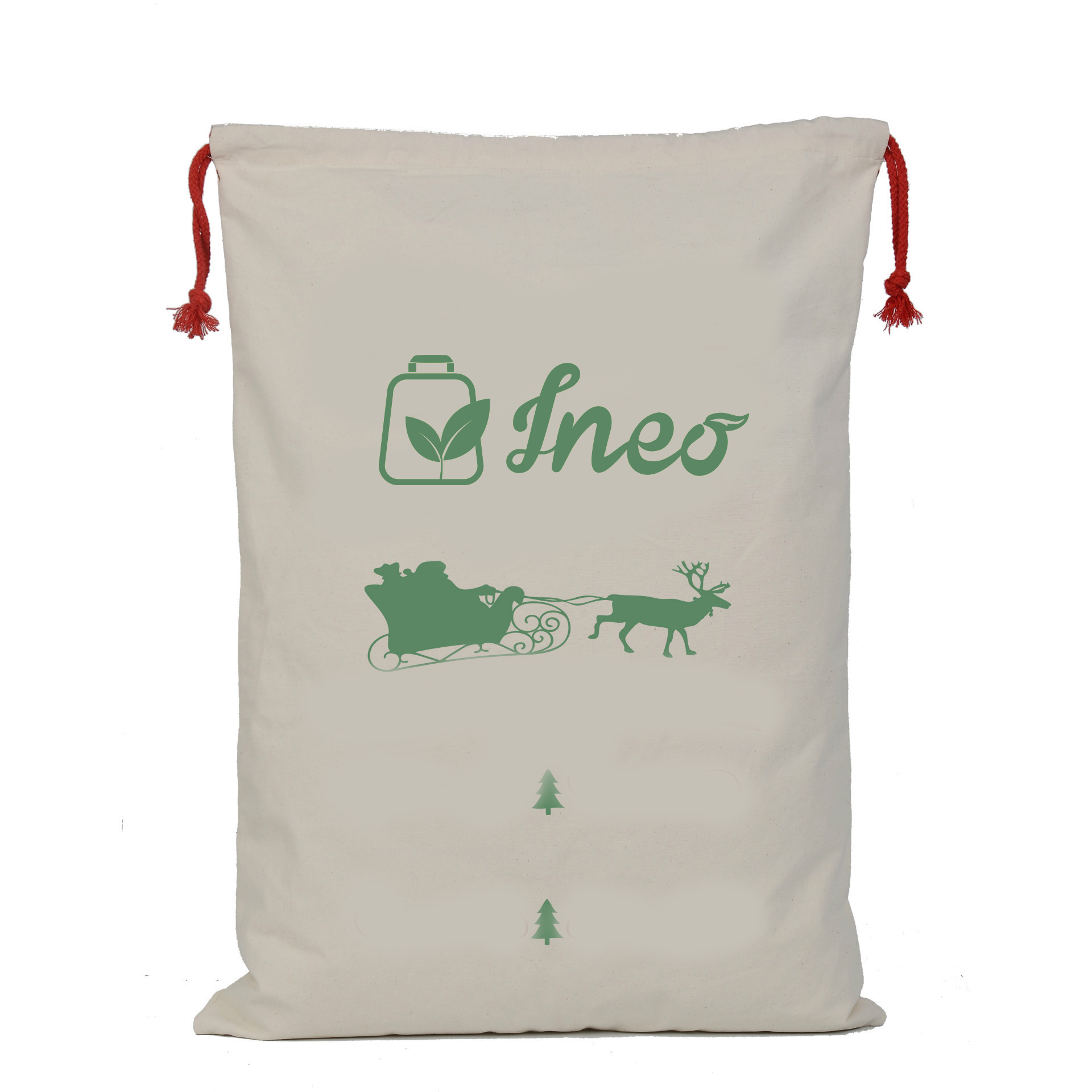 Christmas Drawstring Cotton Gift Bag Promotional Canvas Blank Santa Sack