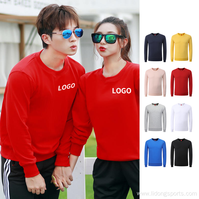 Long Sleeves Cotton Plain Unisex Crewneck Sweatshirt