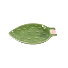 Golden Leaves Ceramic Plate Porcelain Jewelry Storage Trinket Dish