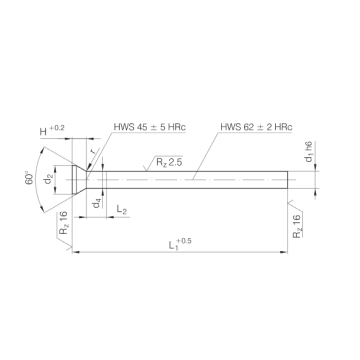 Perforatore a testa conica DIN9861 Materiale HSS WS HWS