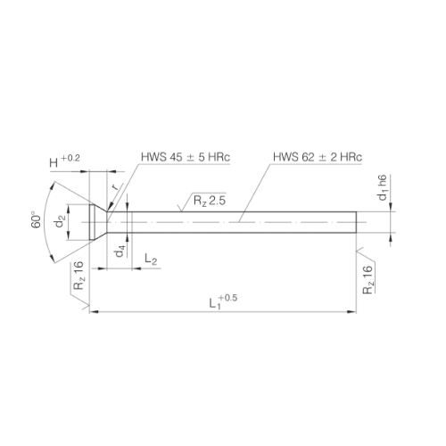 DIN9861 Kúpos fej lyukasztó HSS WS HWS anyag