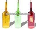 Modern glass bottle pendant light with edison bulb