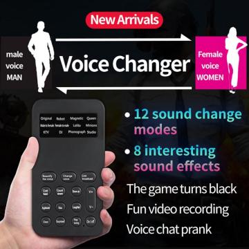 Voice Changer Microphone Mini Sound Card 12 Sound Change Modes For Phone Computer PC Game Machine Supports Fine Adjustment