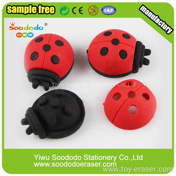 3D Hot Sale Red Beetle or Ladybug Shapes Erasers