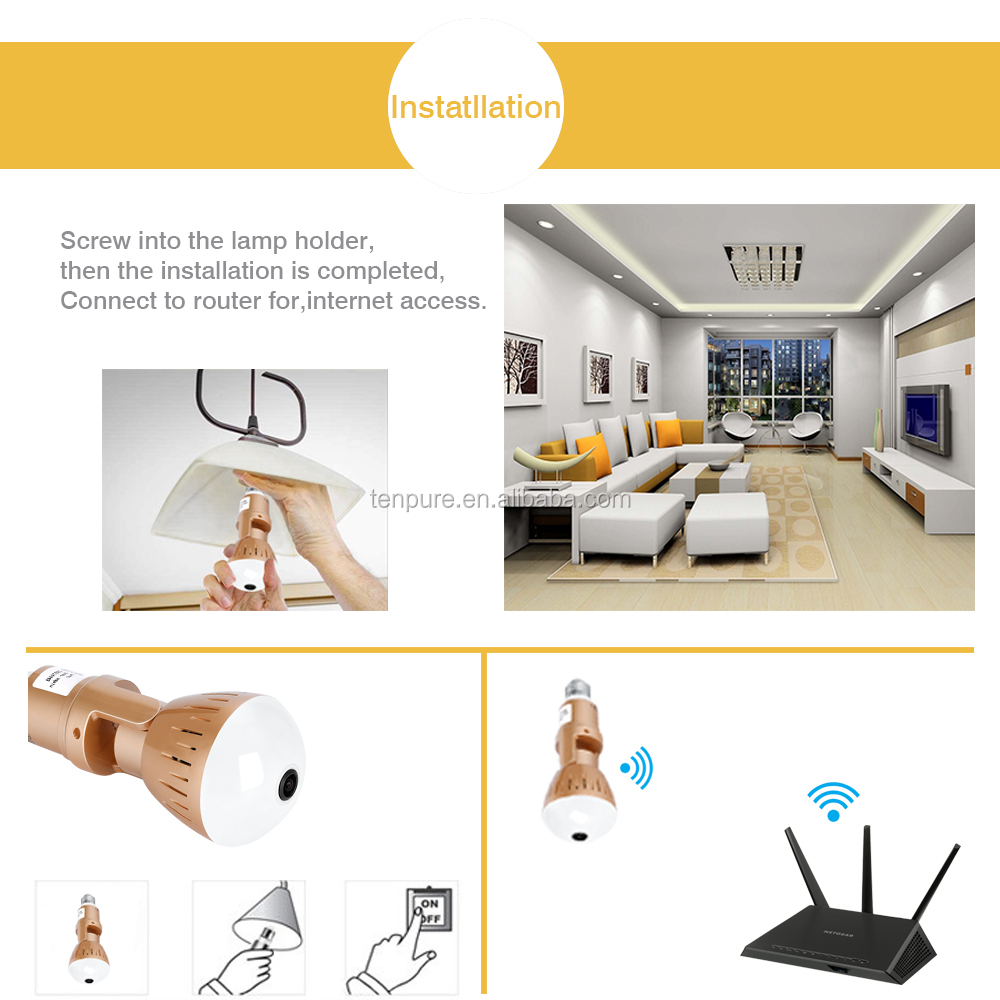 Full HD 1080P Home WiFi Camera 360 Degree Panoramic Wireless Security IP Camera Wireless CCTV Camera 2.4GHz WiFi