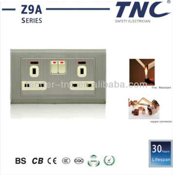 Wiredrawing 2 gang british standard electrical sockets