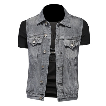 Spring European Style Sleeveless Cowboy Coat for Men - Slim Fit Jacket OEM