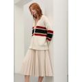 v-neck cashmere cardigan with contrasting stripes