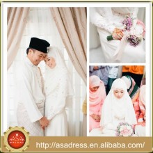 MSL142 vestido de novia islámico musulmán con cuentas de gasa Hijab