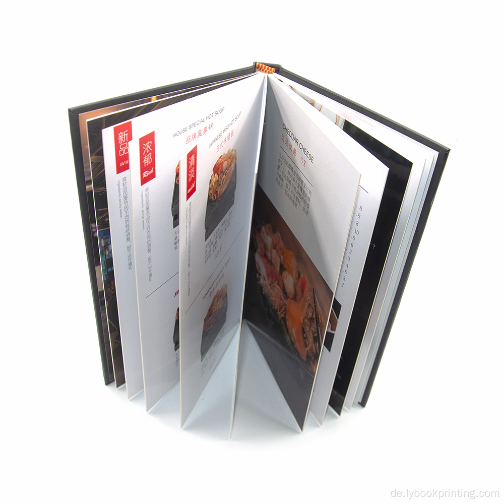 Hardcover -Bücher drucken benutzerdefiniertes Restaurantmenü Buch